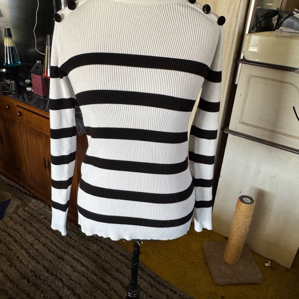 INC International Concepts Cream Ribbed Sweater